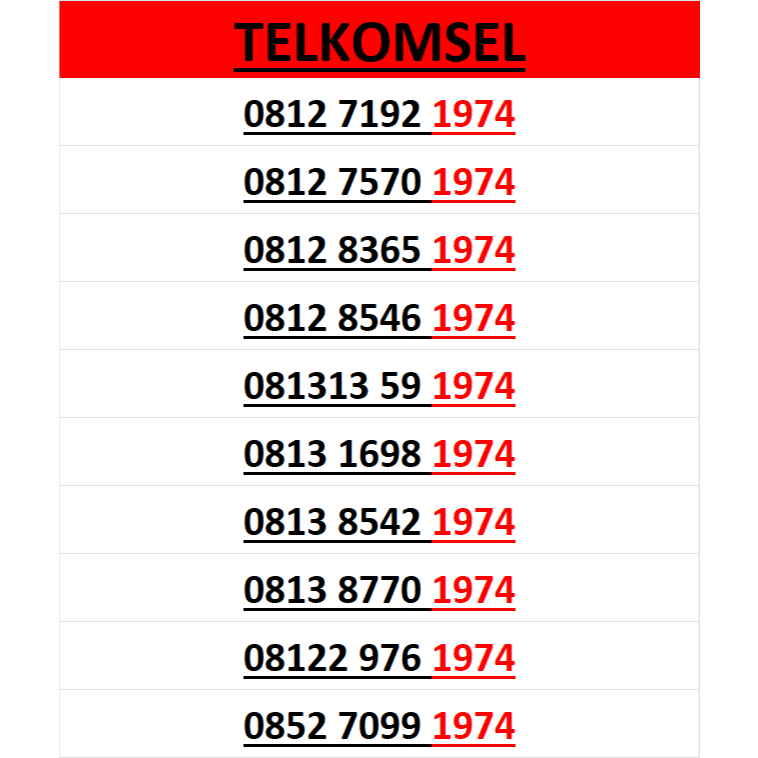 nomor cantik simpati telkomsel seri tahun 1974 murah lengkap w150