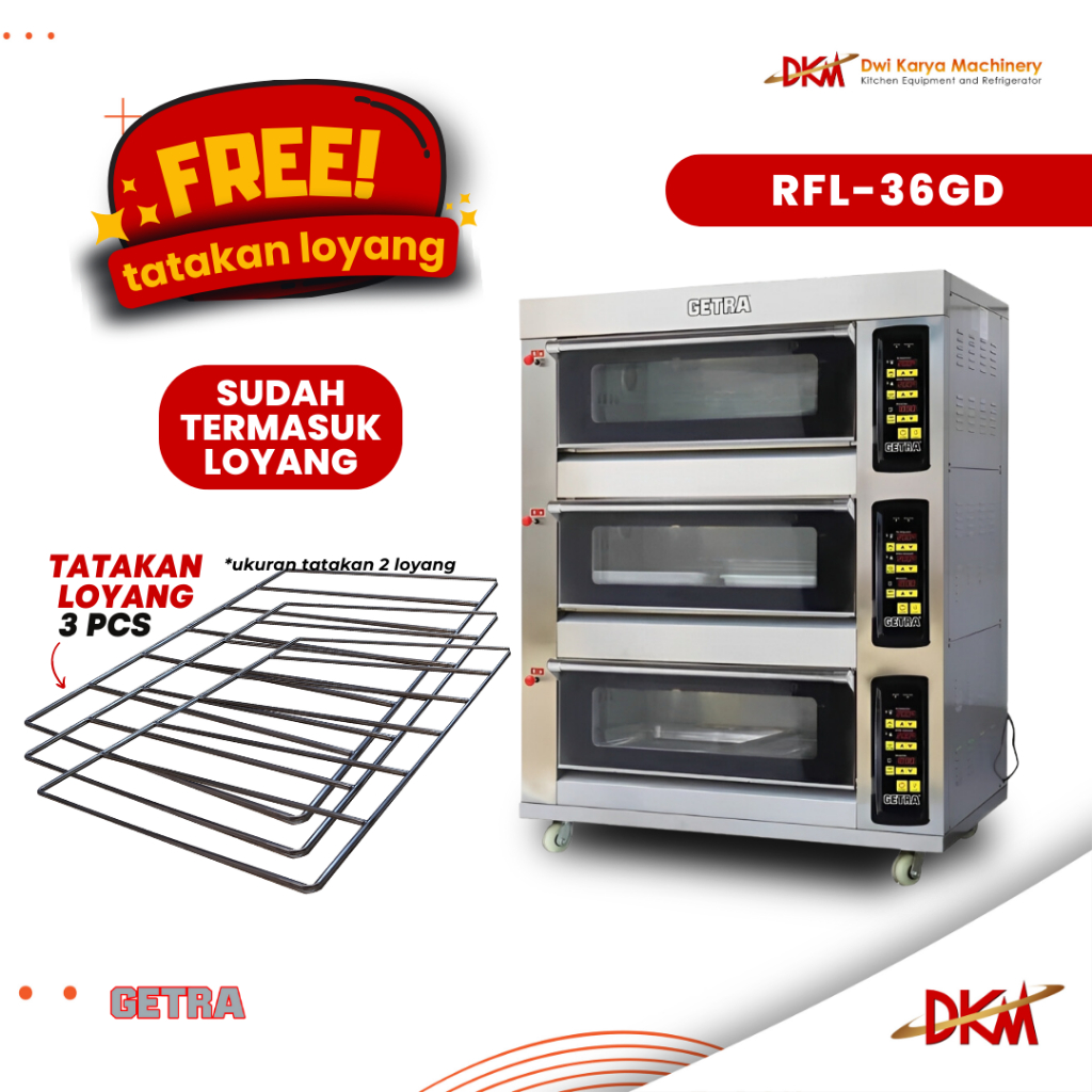 GAS OVEN DECK RFL 36GD /OVEN GETRA 3 DECK 6 TRAY RFL 36GD with Tatakan loyang