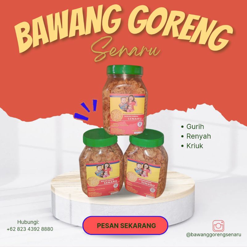 

Bawang Goreng Senaru Netto 120 gram / Bawang Merah Rumbia Kabupaten Jeneponto