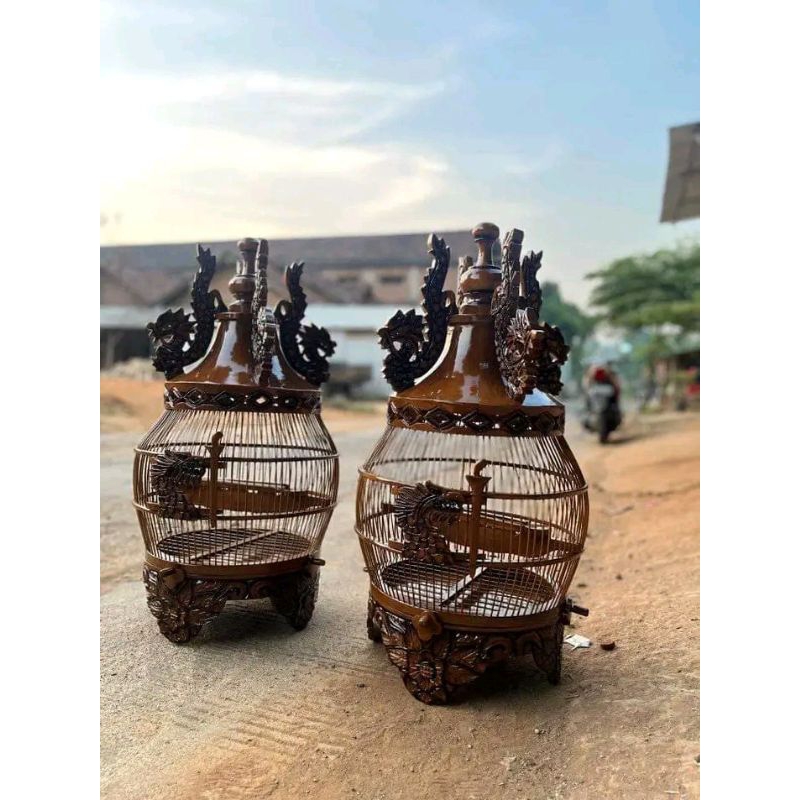 sangkar perkutut jati ukir naga super mewah