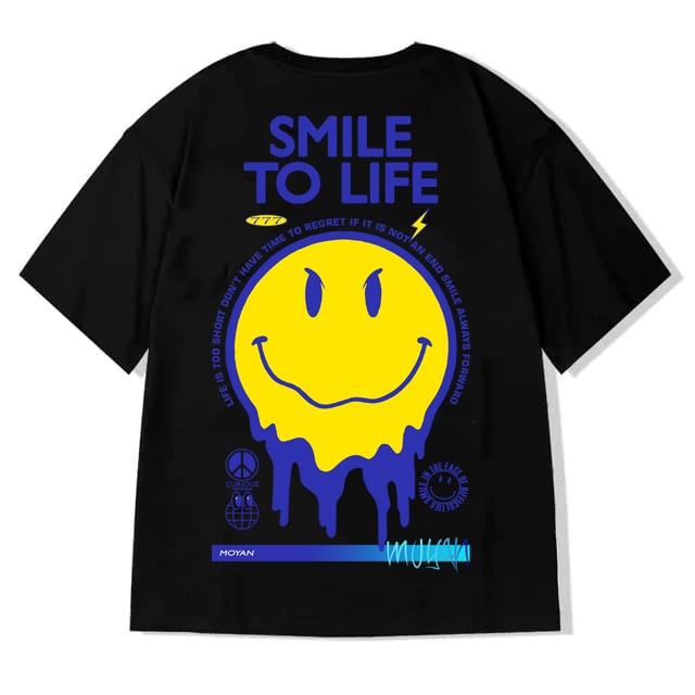 Kaos SMILE TO LIFE Atasan Pria Distro Cowok Unisex Bahan Katun Combed 24's Size S M L XL XXL XXXL
