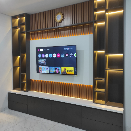 Backdrop Tv Kabinet/Kabinet Tv/Lemari Tv/Rak Tv Custom
