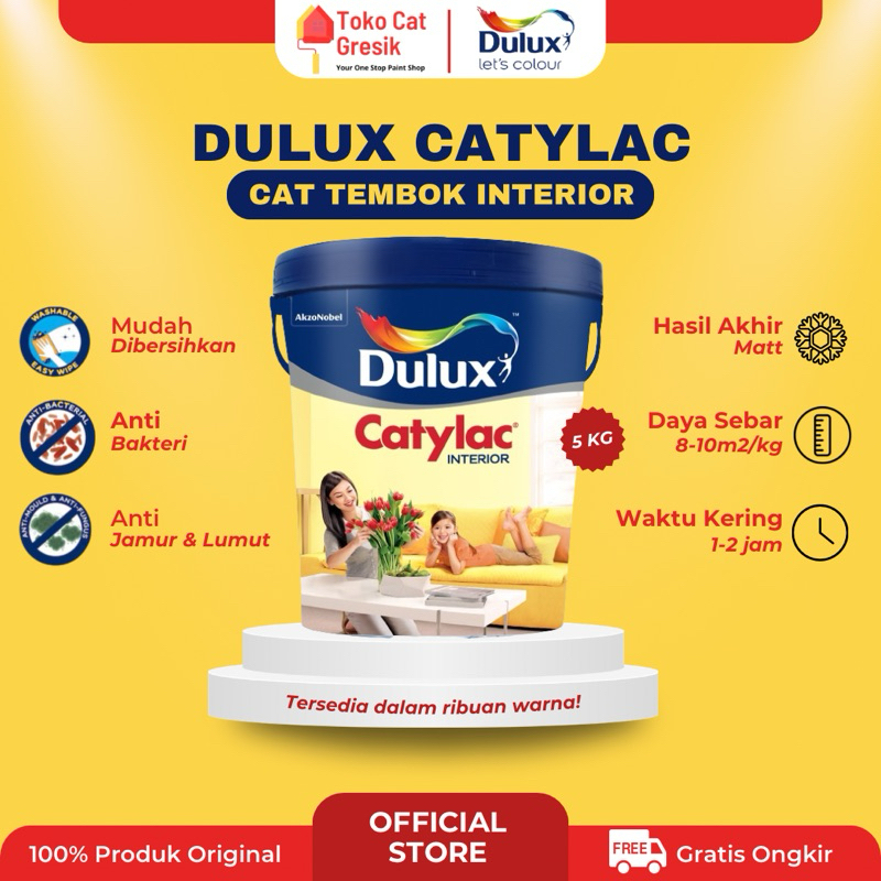 TERMURAH CAT TEMBOK DULUX CATYLAC INTERIOR MIXING, READY SEMUA WARNA DAN BISA REQUEST WARNA KEMASAN 