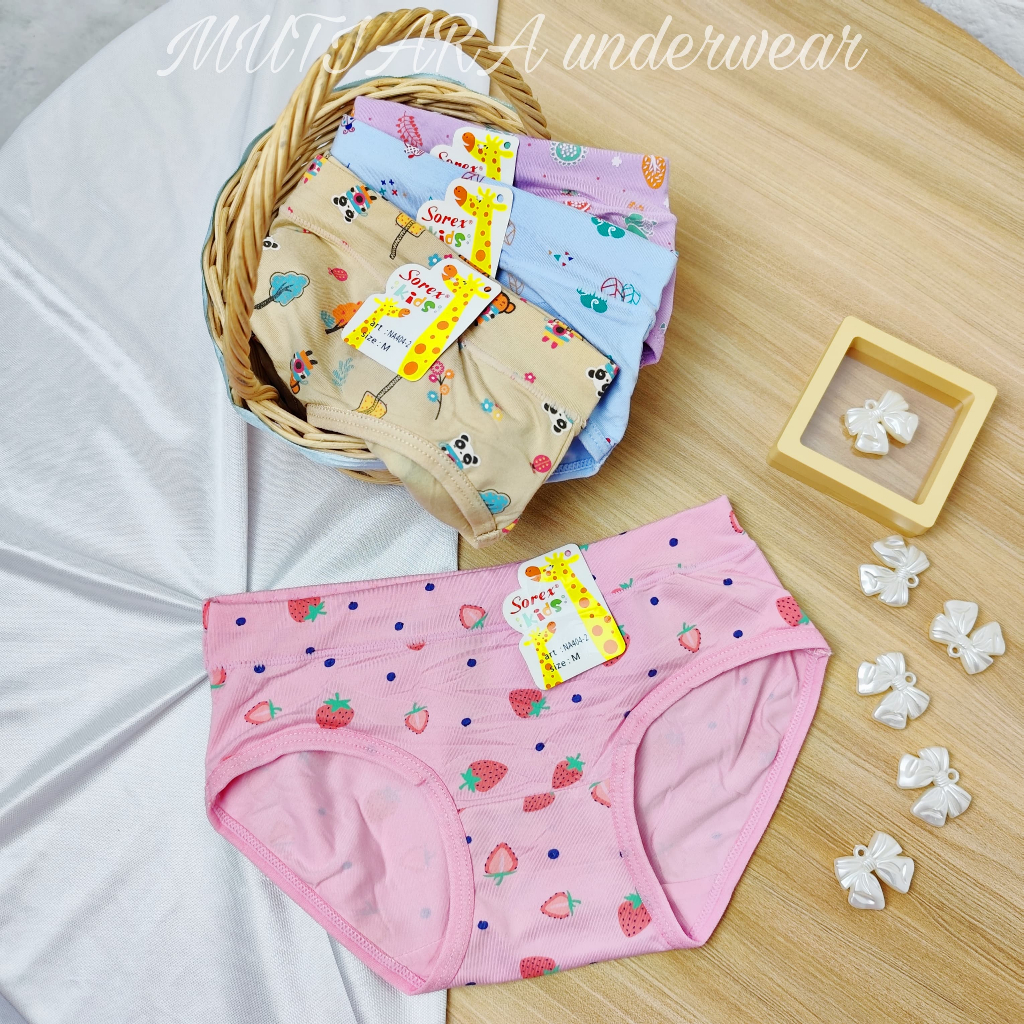 Celana Dalam Anak Perempuan Sorex NA 404-2 1 Pak Isi 3 Pcs Bahan Supersoft Size M-XL 2-11 TH