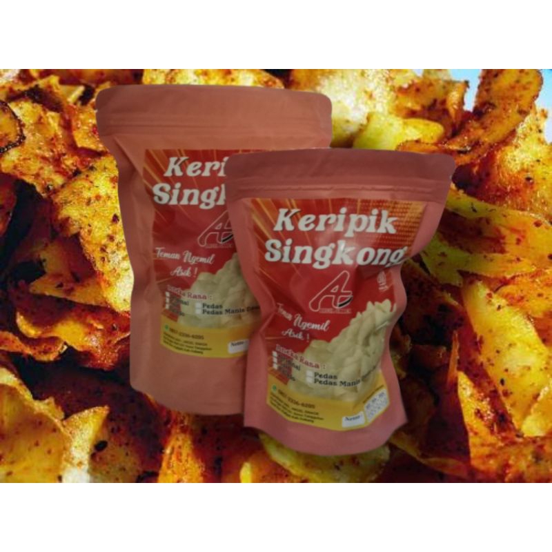 

keripik singkong rasa pedas kemasan sedang