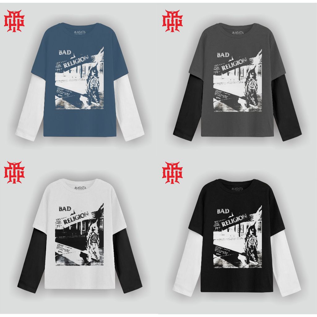 Populasi Official T-shirt Double layer  long sleeve Bad Religion Streatwear Unisex
