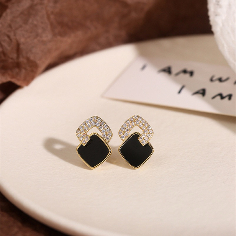 AS118 Anting Stud Fashion Earrings Luxury Beautiful Earrings Mode Double Square Geometri Fashion Wan