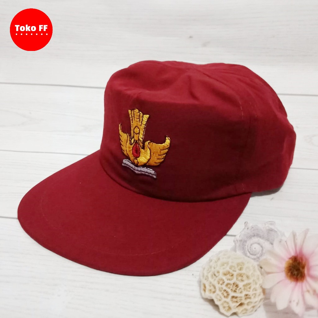 Topi SD Merah Polos
