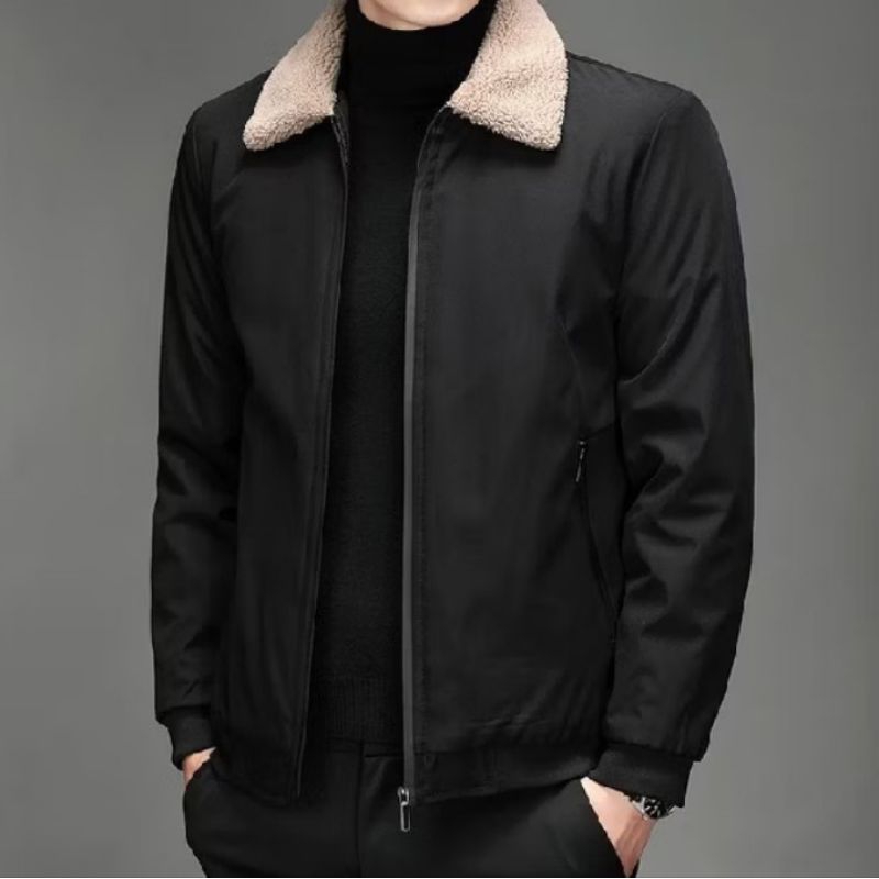 Jaket Casual  Pria Kerah Bulu