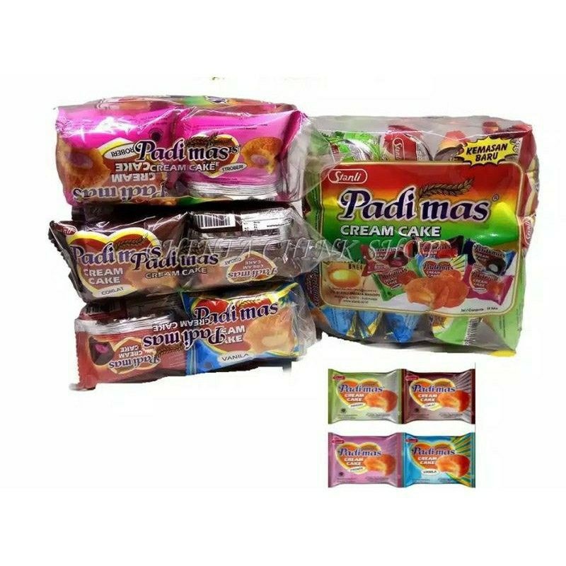 

BOLU PADIMAS PACK COKELAT, STRAWBERRY, PANDAN, BROWNIES, MIX