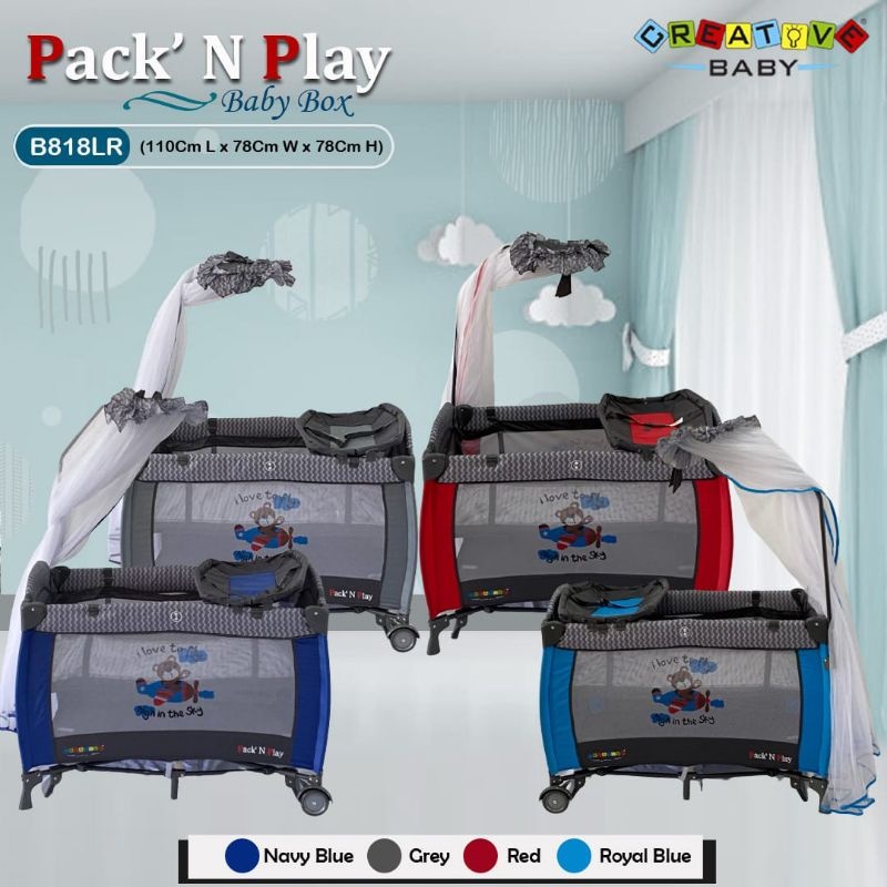 Makassar Box Baby Pack N Play Creative Baby B818LR Tempat Tidur Bayi/Keranjang Bayi/Box Bayi Anak
