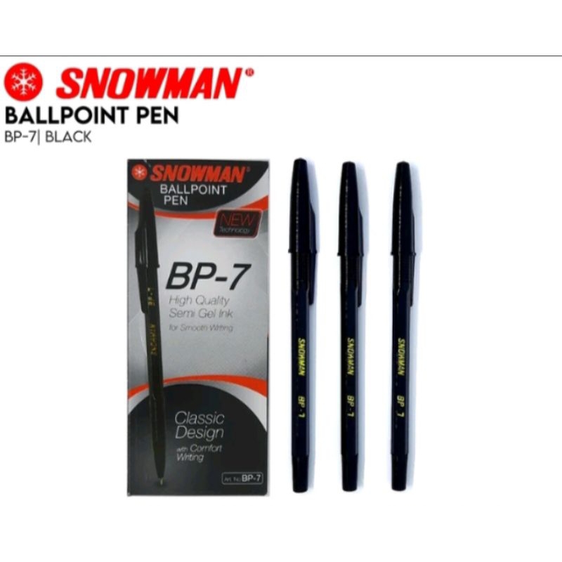 

(1 Pcs) Pena Ballpoint Snowman BP-7 Hitam