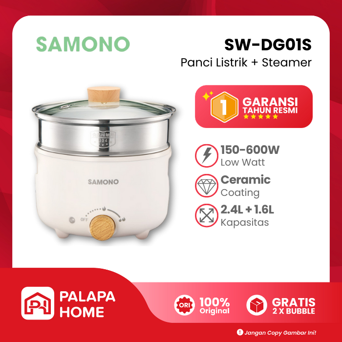 Samono Multi Cooker SW-DG01S Panci Kukusan Listrik Low Watt Food Steamer Kukus Makanan Electric
