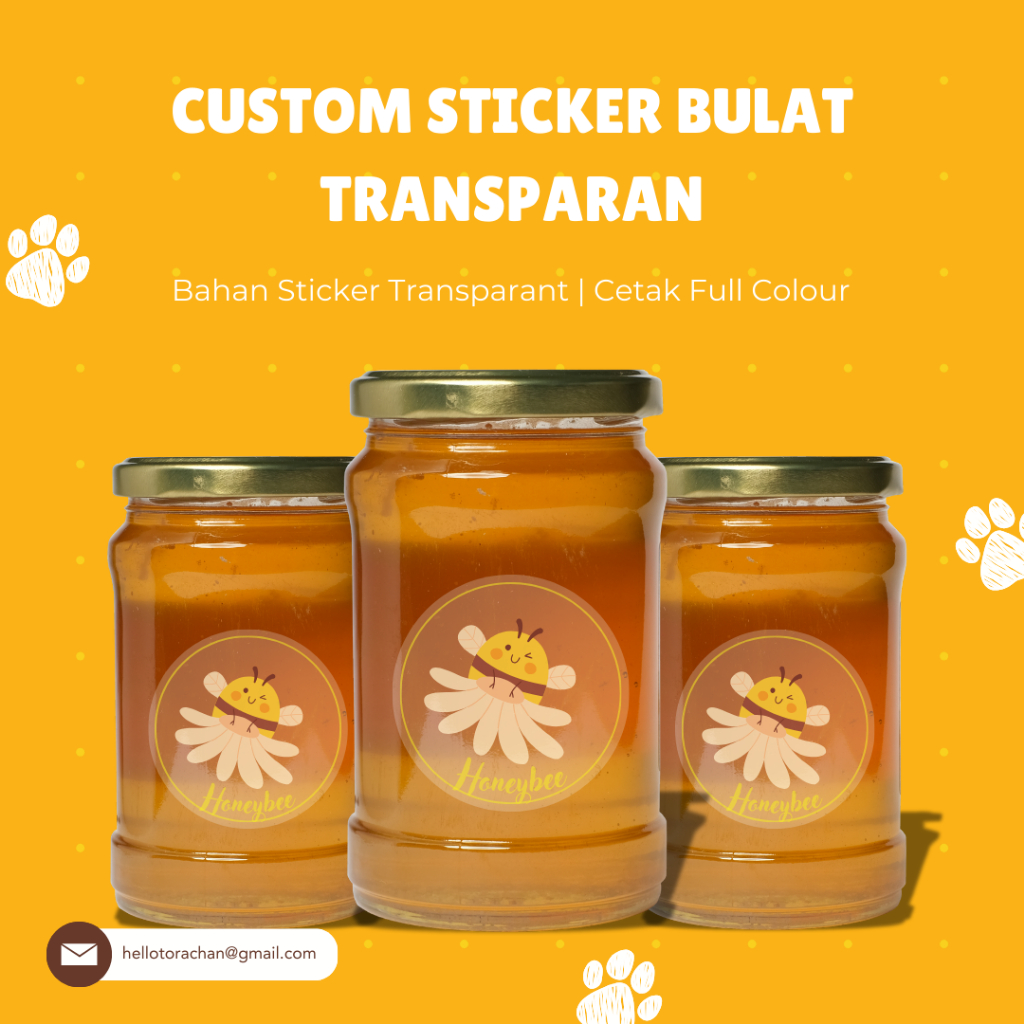 

Cetak Sticker Bulat Transparan Custom | Cetak Sticker Transparan Custom | Cetak Sticker Bening Kemasan Produk