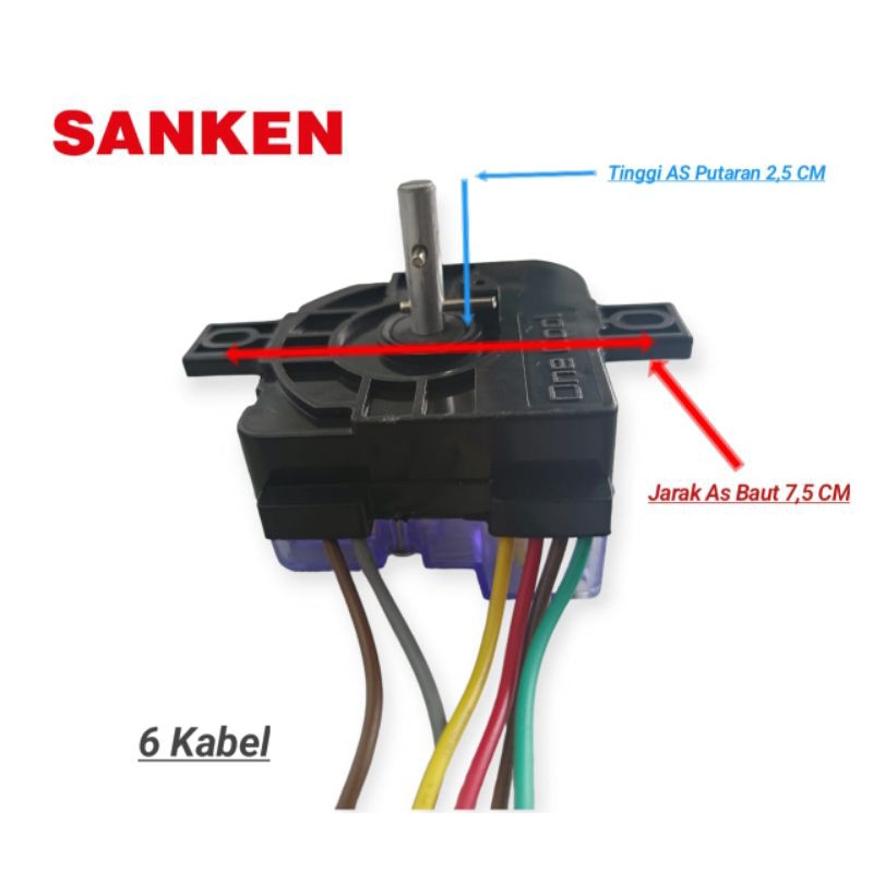 Timer Wash | Timer Pencuci Mesin Cuci 2 Tabung SANKEN | 6 Kabel