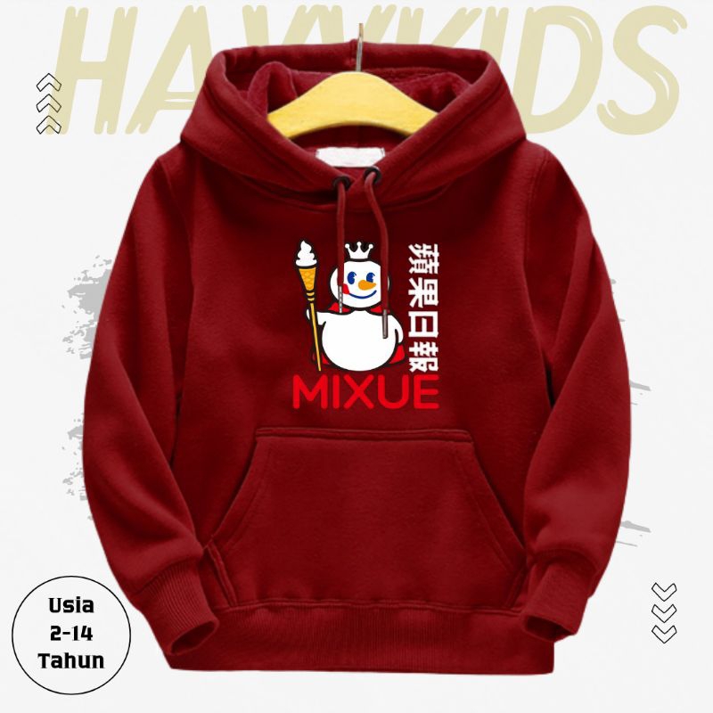 Sweater Hoodie Anak Laki laki Perempuan gambar Mixue Usia 2 3 4 5 6 7 8 9 10 11 12 13 14 Tahun Lucu 