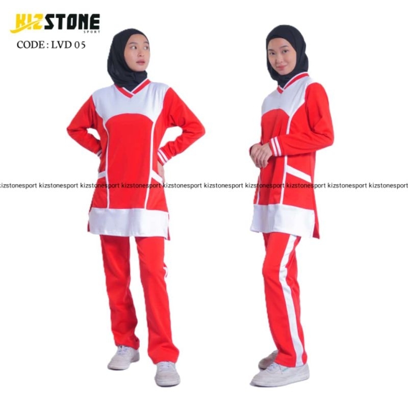 Setelan Baju Olahraga Merah Putih / Setelan Baju Senam Merah Putih / Setelan Baju Olahraga muslimah 