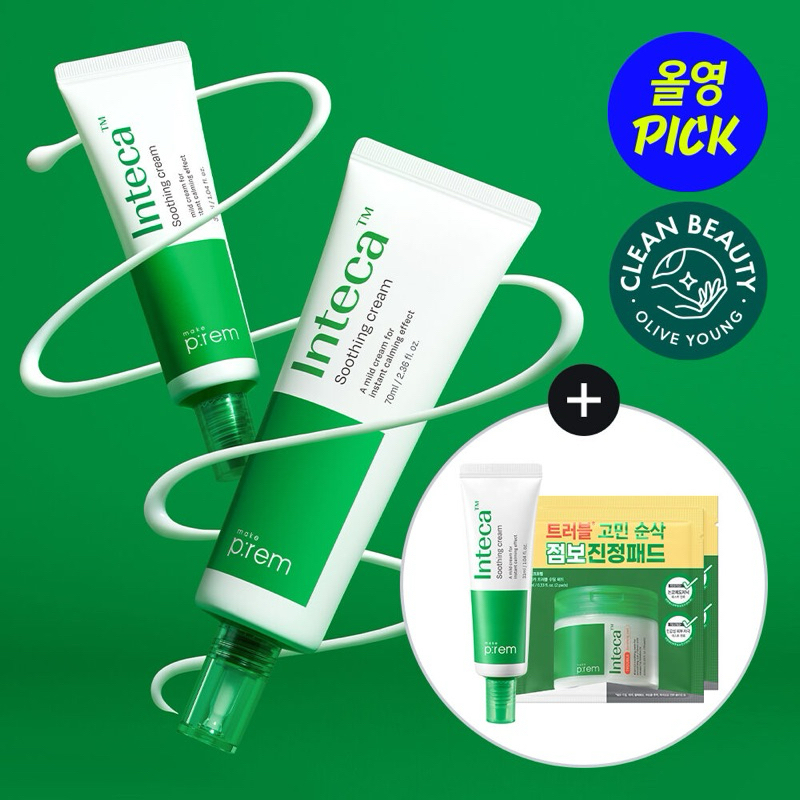 (PO KOREA) OLIVE YOUNG - MAKE PREM INTECA SOOTING CREAM 70 ML (+ CREAM 31 ML + 2 PADS) ORIGINAL KORE