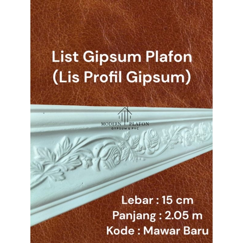 List gypsum motif mawar baru 15 cm / lis siku gypsum / lis profil gypsum plafon gypsum / plafon mode