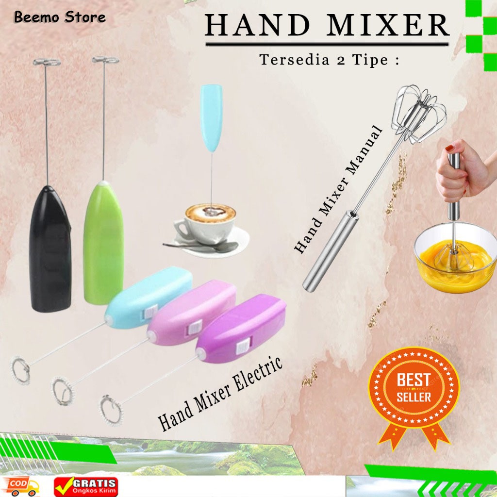 Hand Mixer Elektrik Mini Kecil / Alat Pengocok Telur Kopi Portable