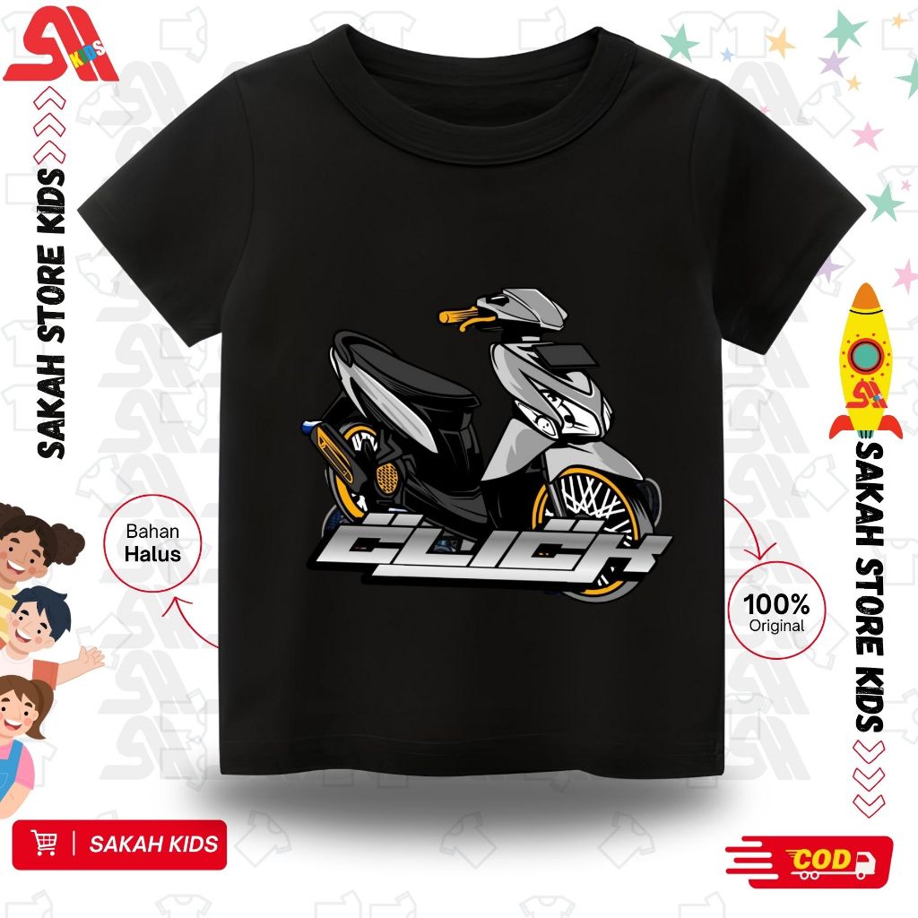 SAKAH Kaos Anak Custom Nama MOTOR VARIO 110 CLIK Bahan Katun Combed 30S