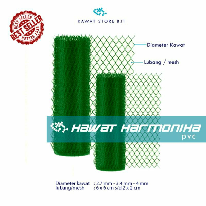 kawat harmonika lapis pvc diameter 2.7 mm 10m²