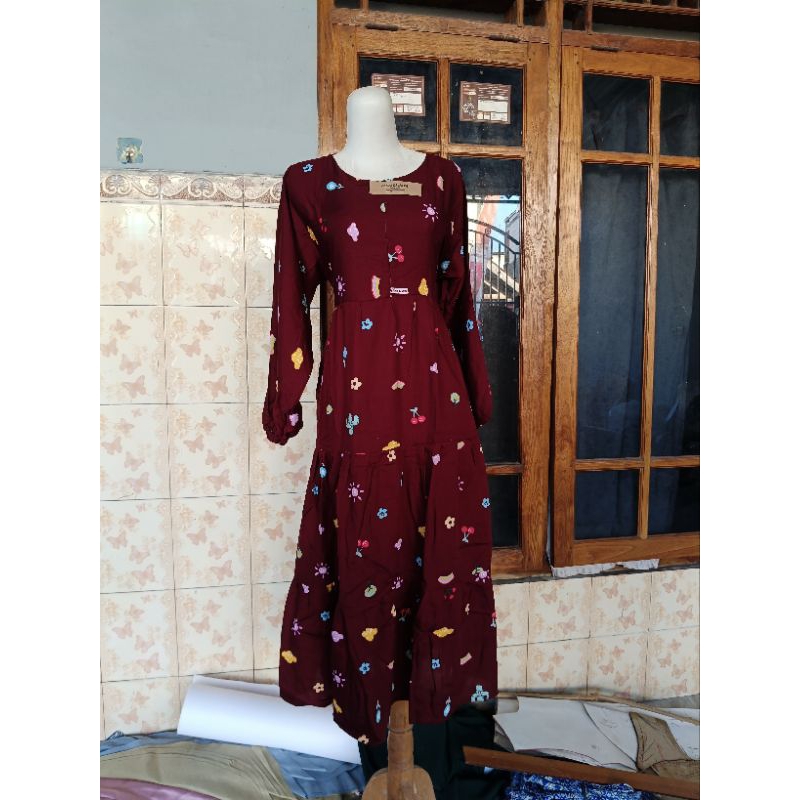 Daster midi luna muslimah kain rayon premium