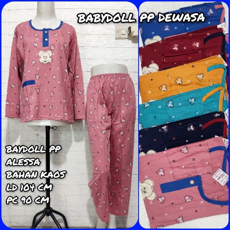 Babydoll Lengan Panjang Bahan Kaos Baju Tidur Wanita Dewasa