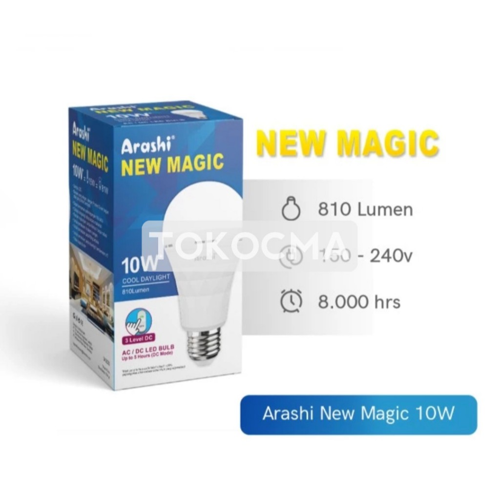 Lampu Bohlam Emergency AC/DC LED Buld Magic Arashi 12w 12watt Arashi CoolDayLight
