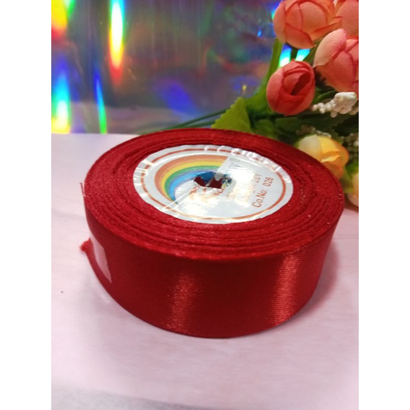 

per meter pita satin merah cabe 1 inch / 2,5 cm