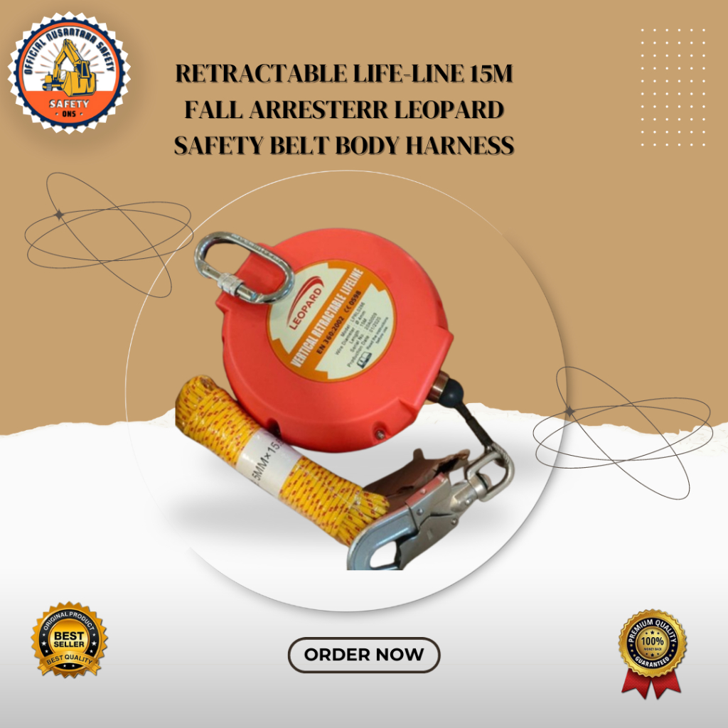 Retractable Life-Line 15m Fall Arresterr Leopard Safety Belt Body Harness / Safety Belt Leopard / OR