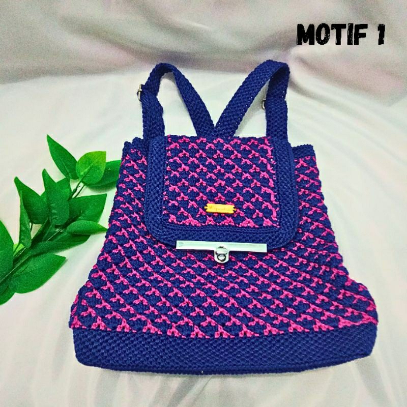 Tas Gendong Tas Ransel Rajut Wanita