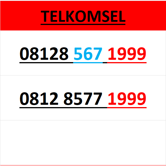 Nomor cantik simpati 4g 5g seri tahun 1999 r3000