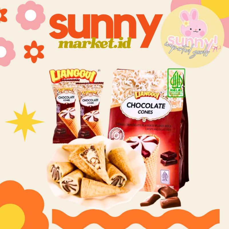 

SUNNYMARKET - LIANGGUI LIANG GUI CHOCOLATE CONE SNACK CEMILAN IMPORT IMPOR COKELAT COKLAT 108 GR