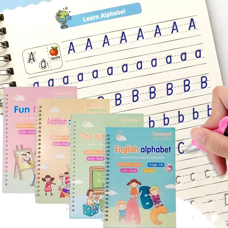 

New Versi 4 Set Buku Magic Belajar Menulis Ajaib PAUD / Buku Menulis 3D