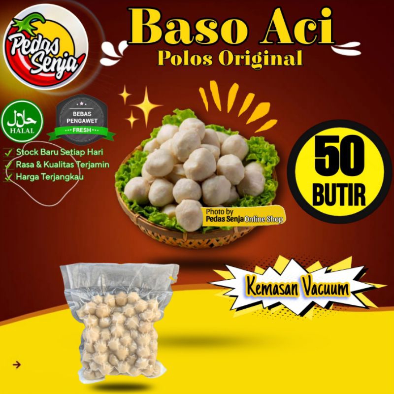 

Baso Aci Kiloan Polos Original isi 50 Butir Kemasan Vacuum Pack - Olahan Cilok
