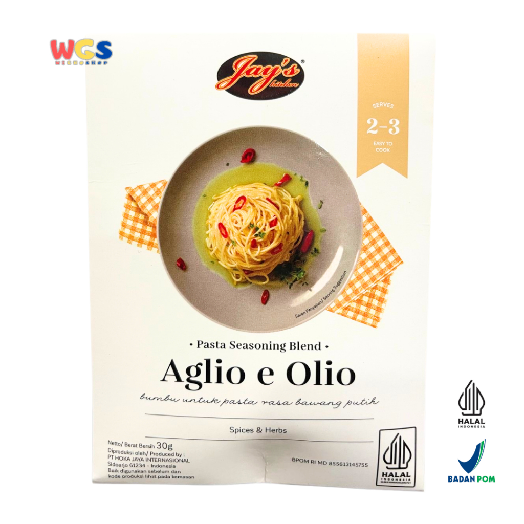 

Jay's Kitchen Aglio e Olio Pasta Seasoning Spices & Herbs Blend 30g - Bumbu Pasta Bawang Putih
