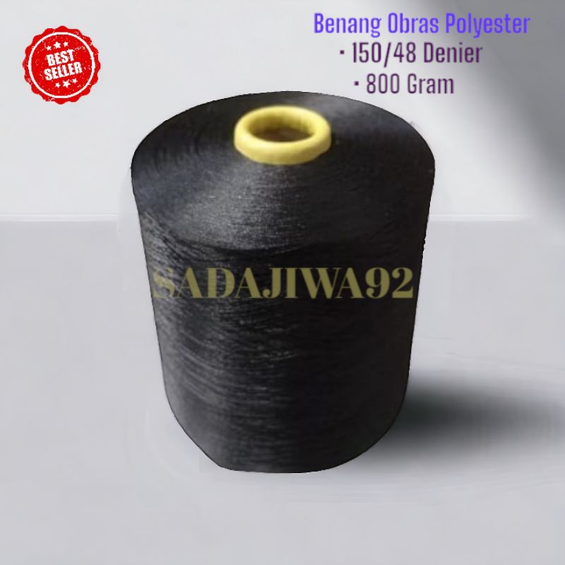 BENANG OBRAS POLYESTER 800GRAM HITAM | BENANG POLYESTER 150/48 | POLYESTER | POLISTER