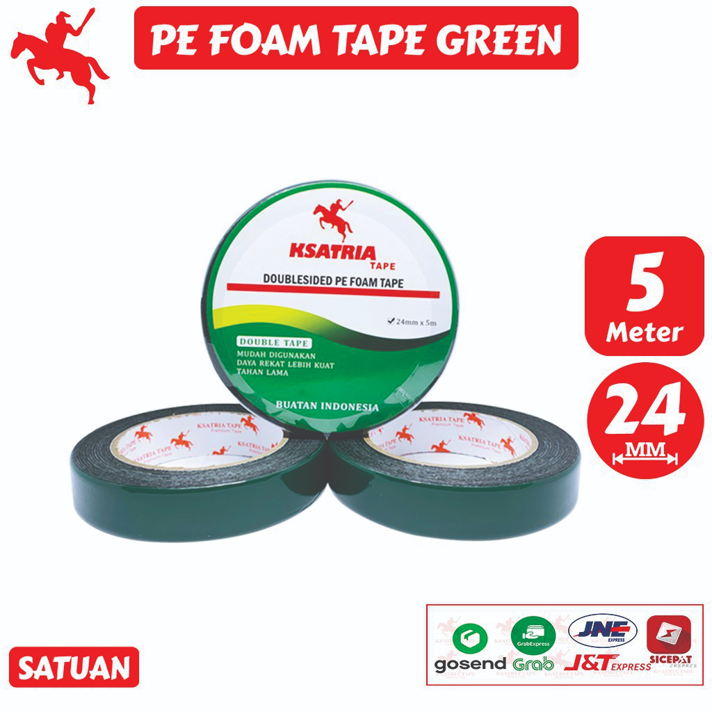 Isolasi Double Foam Tape Printing PE Foam Doubel Tape Busa Hitam KSATRIA Tape 24mm x 5 meter