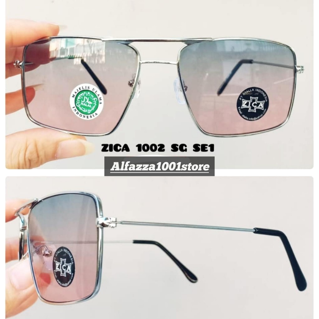 ZICA 1002 SG SE1 - Kacamata Gaya Unisex Lensa Gradasi Warna Kombinasi Model Kotak Palang Full Besi