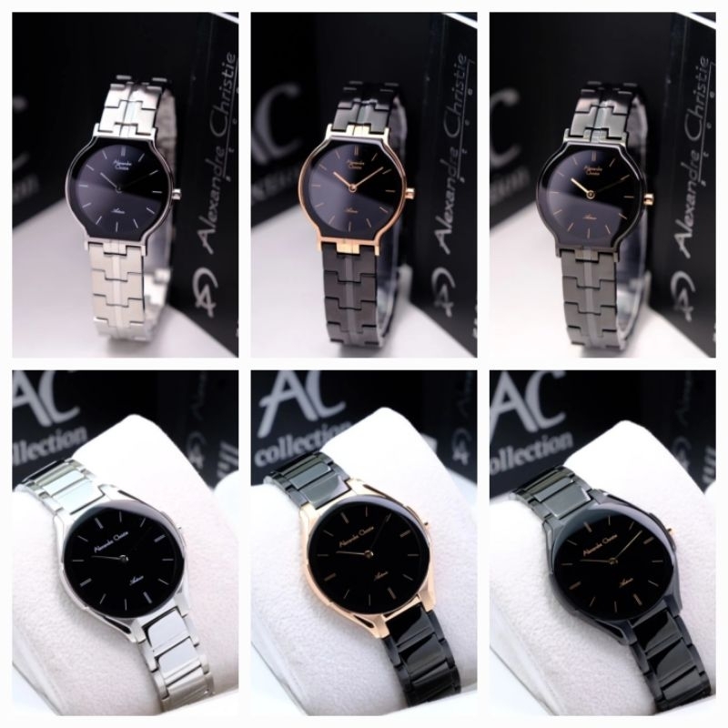 new jam tangan Alexander Cristie Asteria ac8410 /ac8610 black gold - wanita