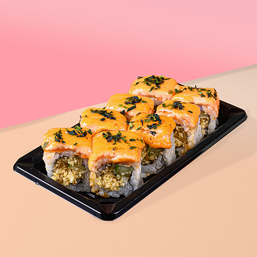 

Aburi Salmon Mentai Roll Sushi, No Spicy (8 pcs) - Sushi Mate - Halal