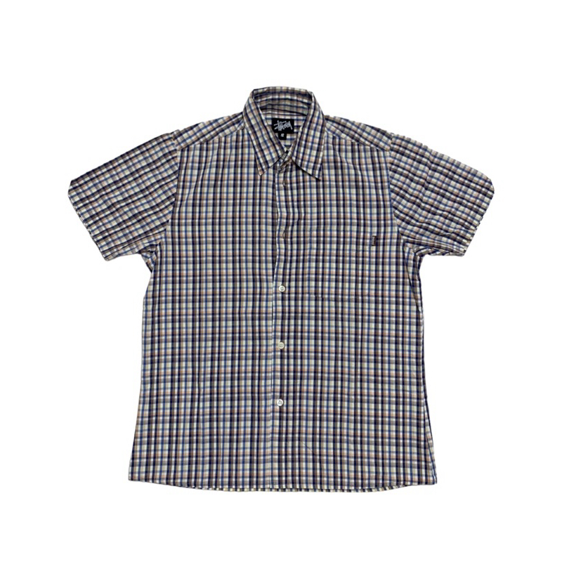 1990s Stussy Button Up Plaid Shirt/ Kemeja STUSSY