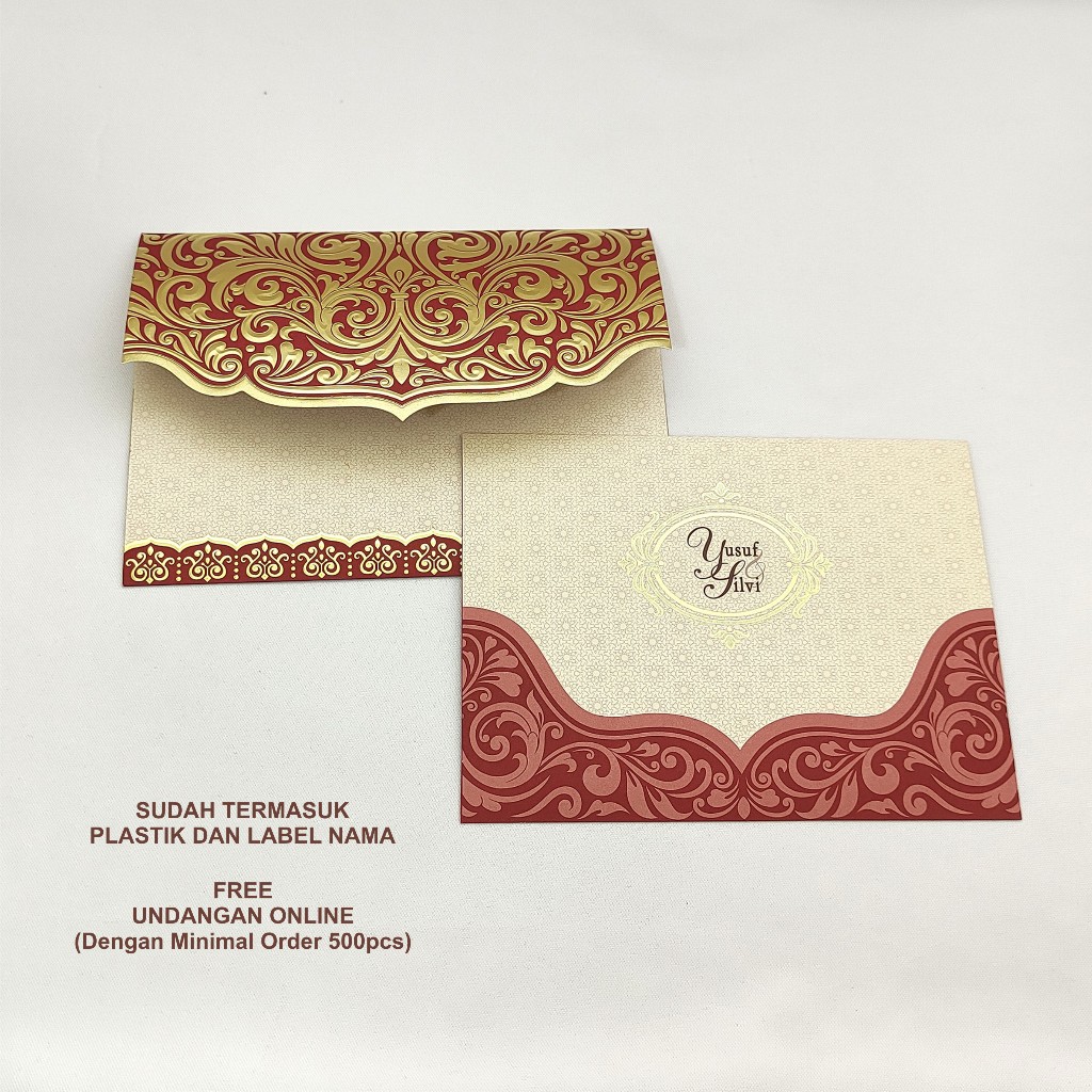 Undangan Pernikahan Mewah & Elegan Erba Premium dengan Amplop dan Isi Modern 88206/88200