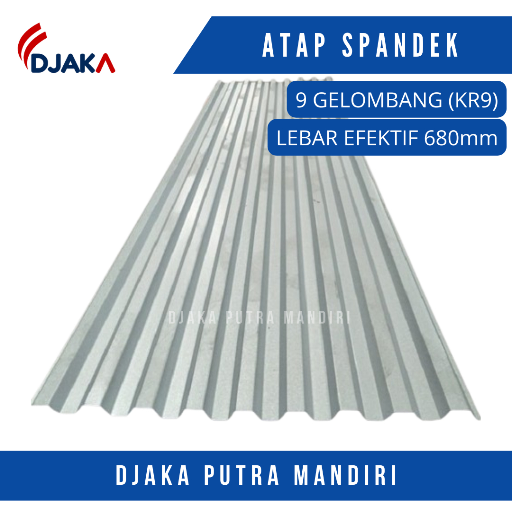 Atap spandek galvalum silver / natural - 9 gelombang