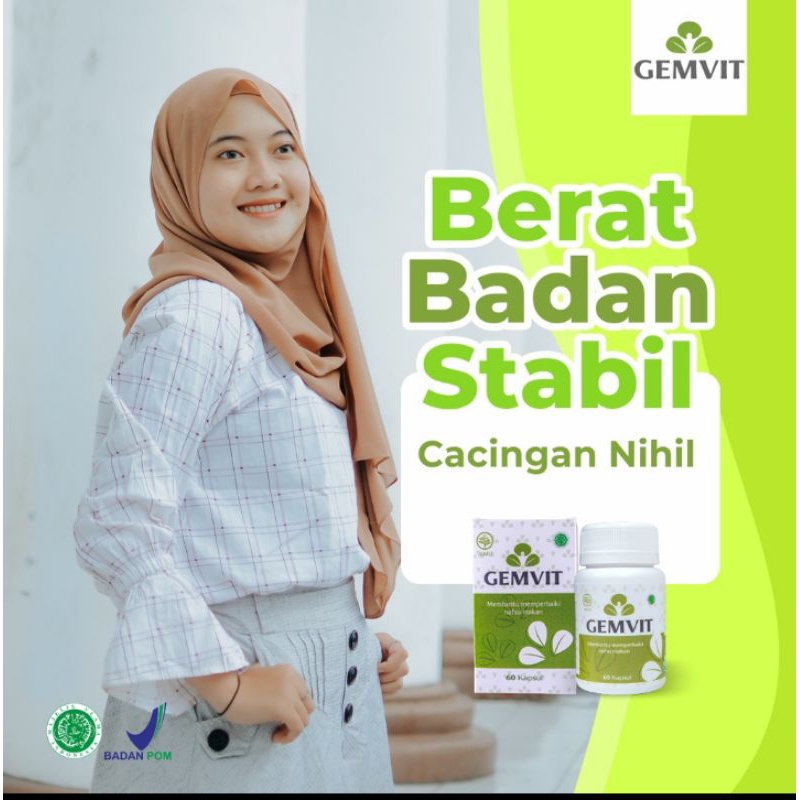 Gemvit Suplemen Penggemuk Penambah Berat Badan Pencerah Wajah Glowing BPOM