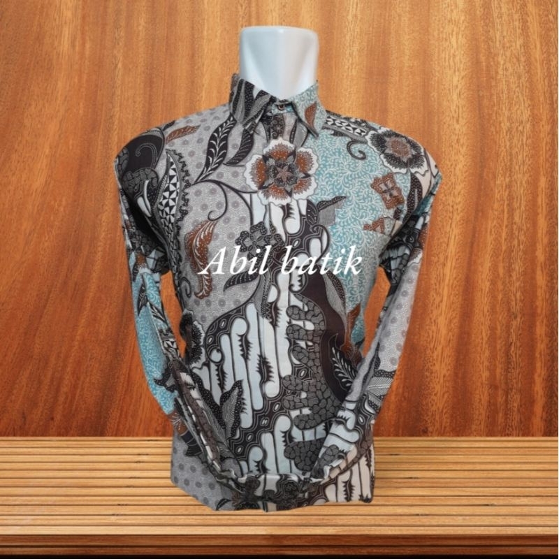 Batik Pria Lengan Panjang Katun Solo hijau mint coksu
