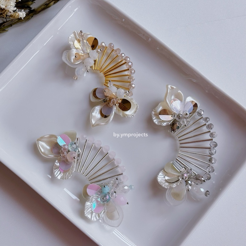 ORCHID BROS KIPAS UNTUK BAJU KERAH KEMEJA - PREMIUM CRYSTAL STATEMENT BROOCH JUNTAI MANIK PAYET BEAD