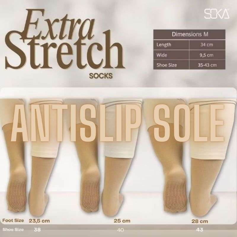 [1 PASANG] Soka Socking Anti Slip - Soka Extra Stretch Socks - Soka Antislip Sole - Soka Socking Int