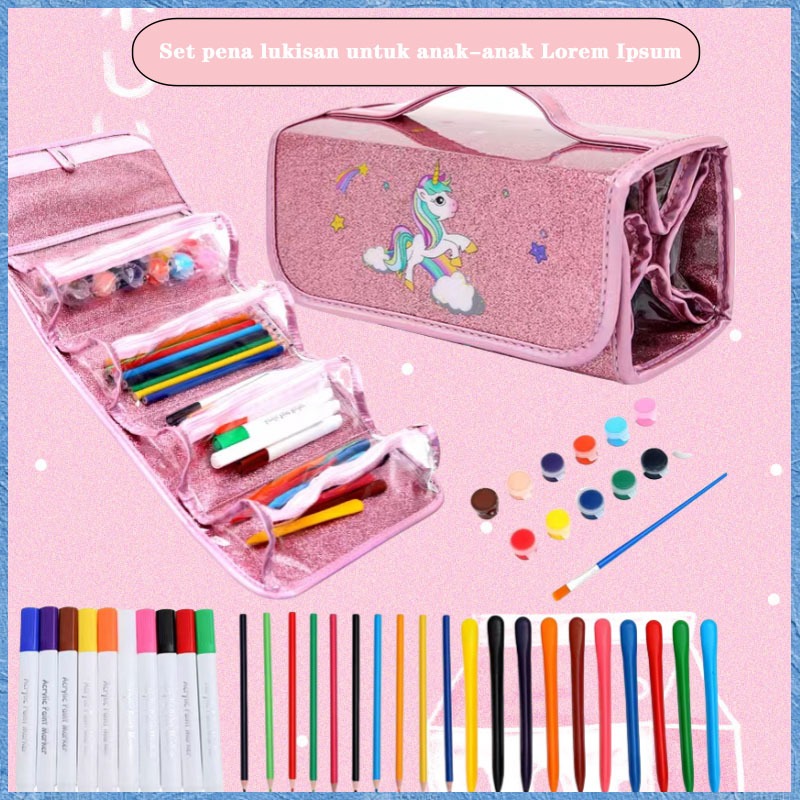 

Crayon Anak Pengasah 208pcs Set Alat Menggambar Melukis Anak-anak Crayon Cat Air Pensil Warna